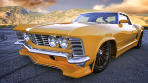 custom rebuilt, yellow,1964, Buick, Riviera