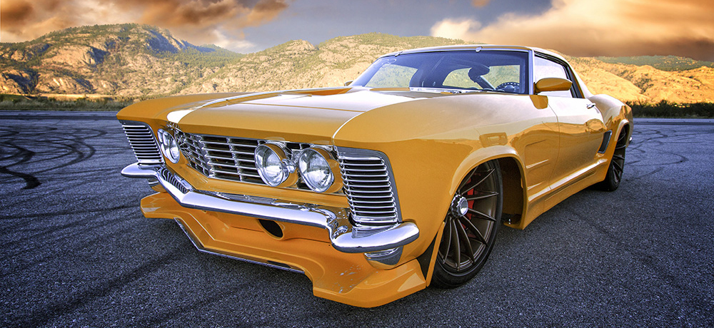 custom rebuilt, yellow,1964, Buick, Riviera