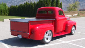 custom rebuilt, red, pickup truck