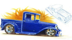 custom rebuilt, blue, 1933, ford, pickup truck