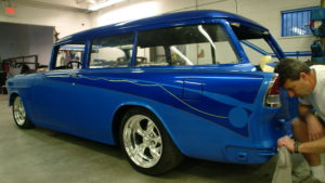 custom rebuilt, blue, 1955, chevrolet, wagon