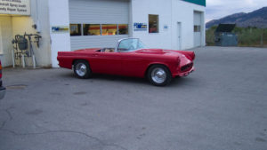 custom rebuilt, red, ford, t-bird