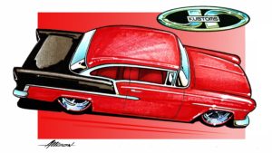 custom rebuilt, red,1956, chevy