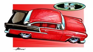 custom rebuilt, red,1956, chevy