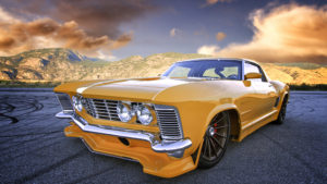 custom rebuilt, yellow,1964, Buick, Riviera